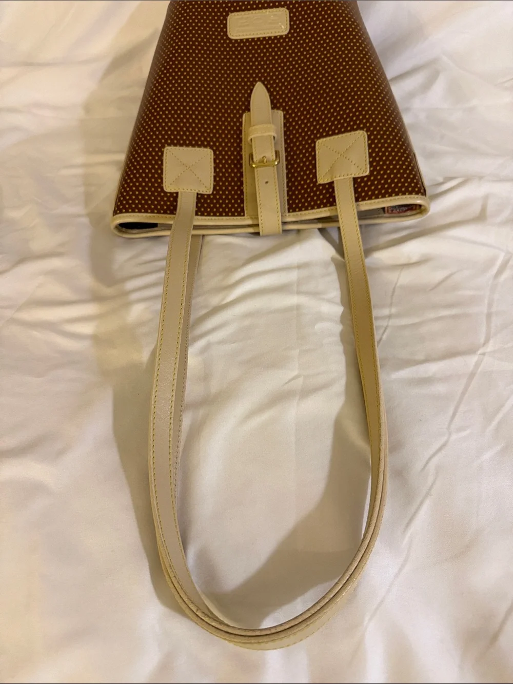 Dooney & Bourke Vintage 1990’s Cabriolet Leather Tote Brown Cream Trim EUC